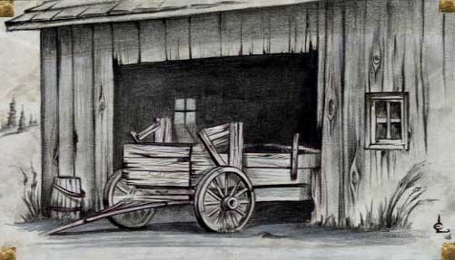 Old Barn & Wagon