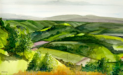 Aquarelle: Paysage - Landscape Puimichel (1994) by Arlette Steenmans